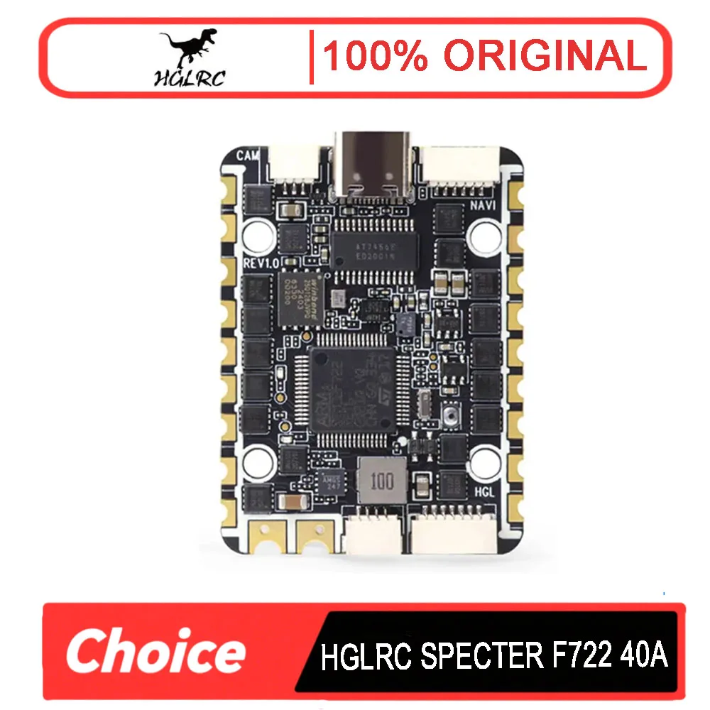 

HGLRC SPECTER F722 AIO FPV Flight Controller 40A 6CH 2-6S - for Rekon Y6, Mixed Control FPV Drones