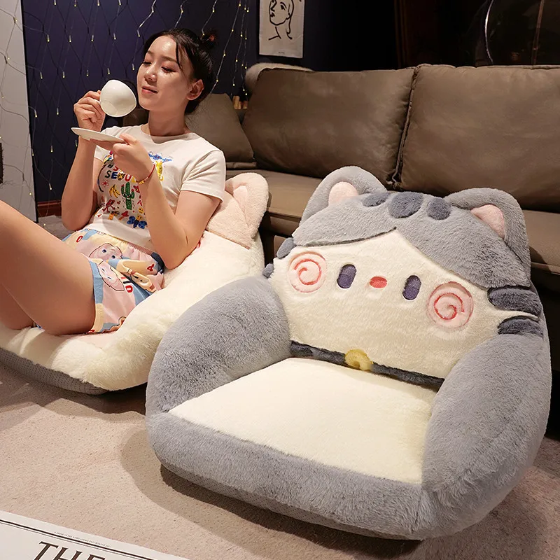 Cute Stuffed Plush Kawaii Sleeping Pillow Cartoon Cat Cushion for Office Chair Waist Backrest Cushion Sofa Home Decor Kids Gifts