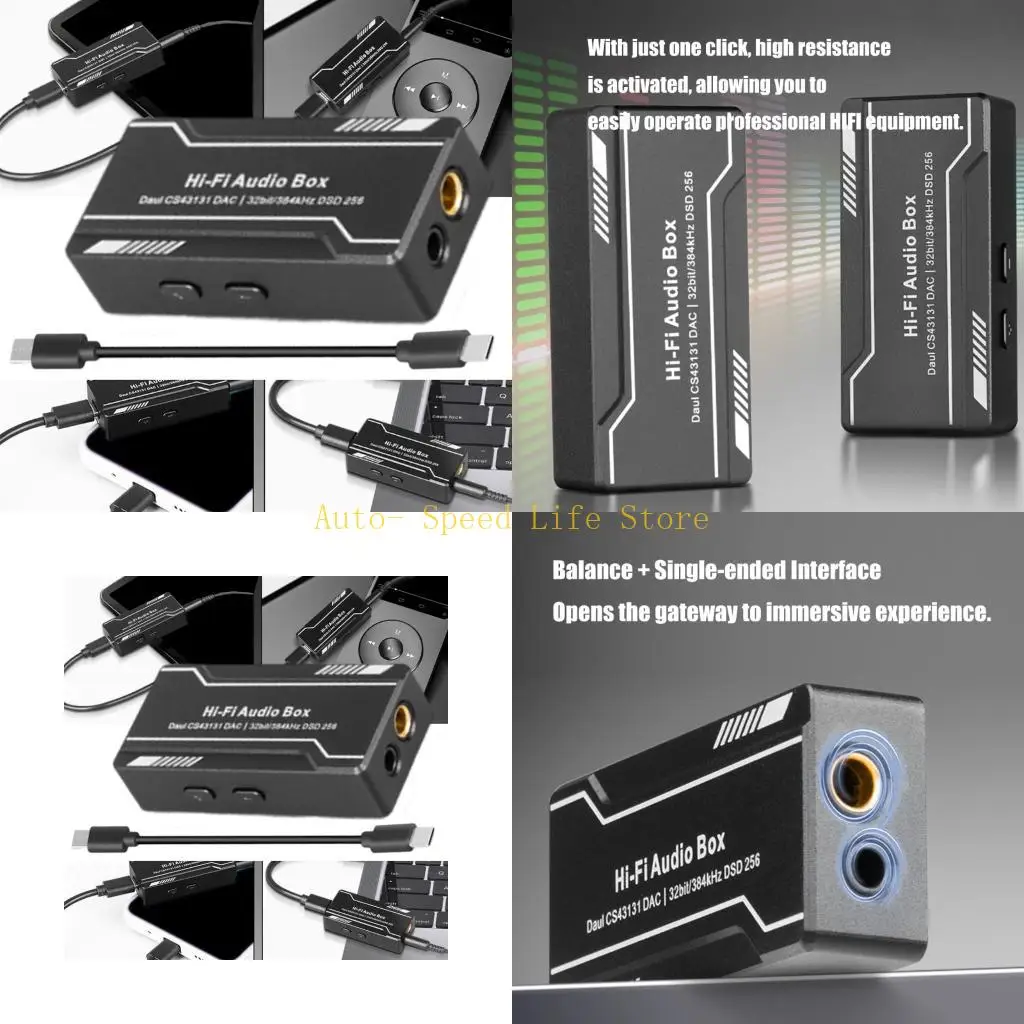 

02DA Portable USB C Усилитель 32 -битный 384 кГц USB C до 3,5 мм адаптер 4,4 мм CS43131 Чип