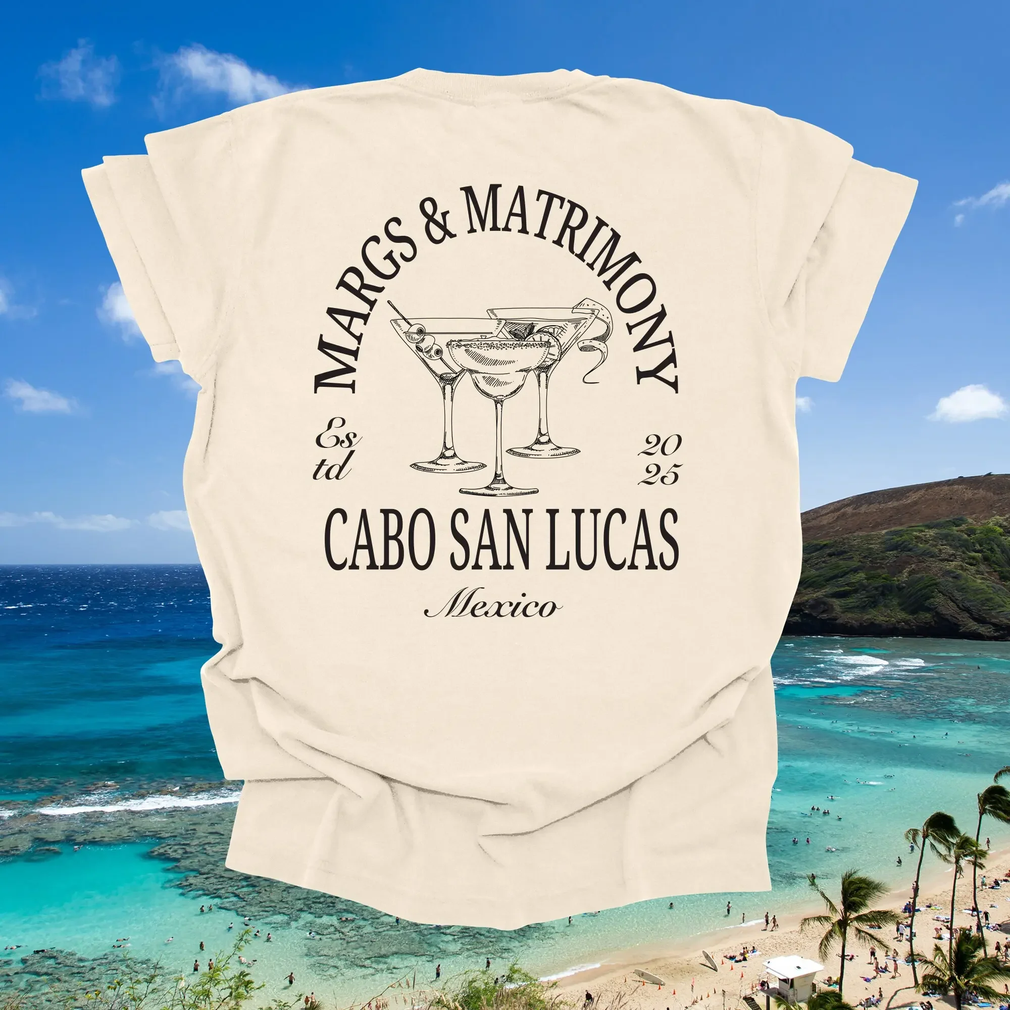 Camiseta de soldado de Margaritas y matrimonio, camisa del cumpleaños mexicano, Cabo San Lucas, Cancun , Crew