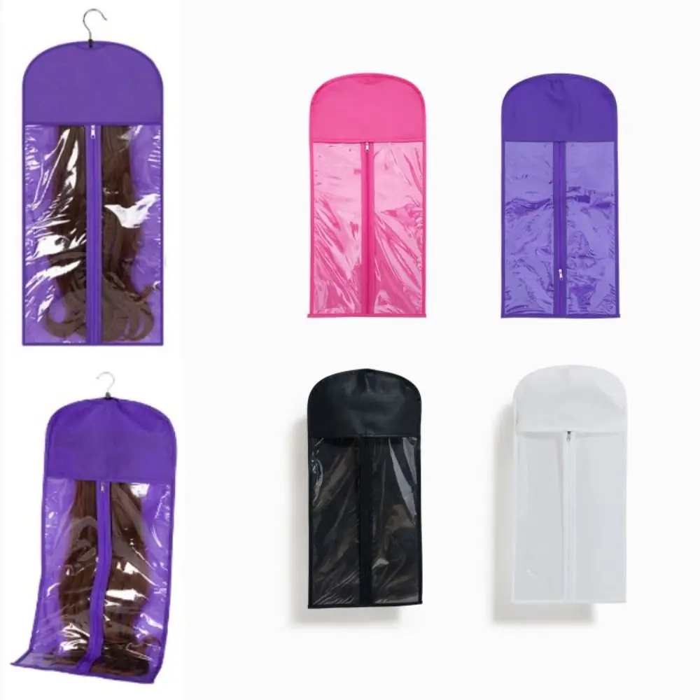 With Hanger Wig Storage Bag Protection Prevent Moisture Waterproof Wig Bag Zipper Dust-Proof Wigs Pouch Hair Extensions