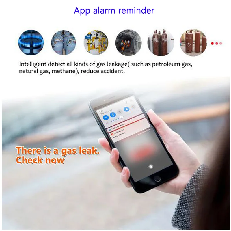 Бытовой Интеллектуальный детектор сжиженного углеводородного газа, Wi-Fi датчик утечки природного газа, Кухонное приложение для измерения