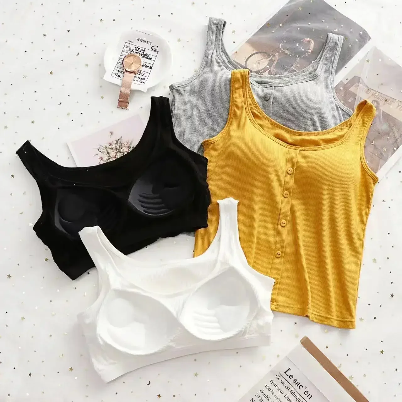 

M-3XL for 35-75kg Modal Plus Size Women Camisole Top with Chest Pad Soft Comfortable Tank Tops
