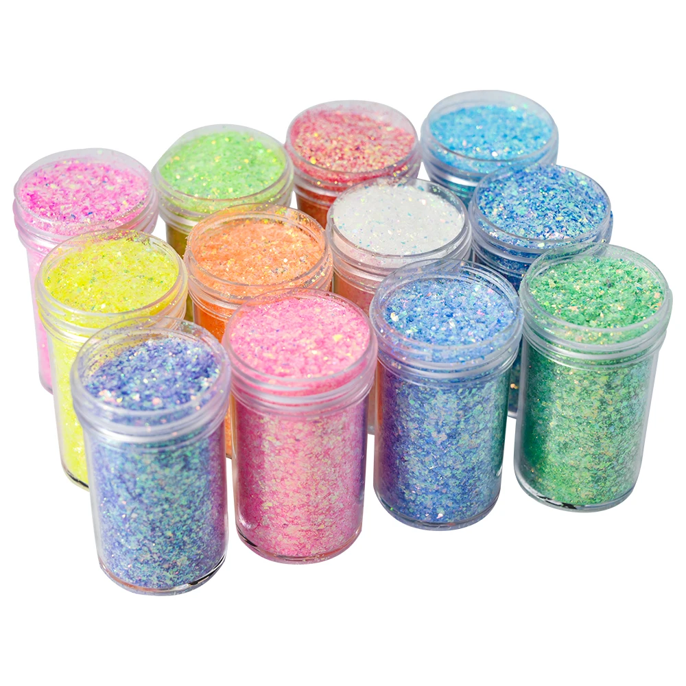 1 Bottle Iridescent Bulk Glitter Nail Flake Sequins Laser Holographic Irregular Paillette Powder Gel Polish Nail Art Decorations