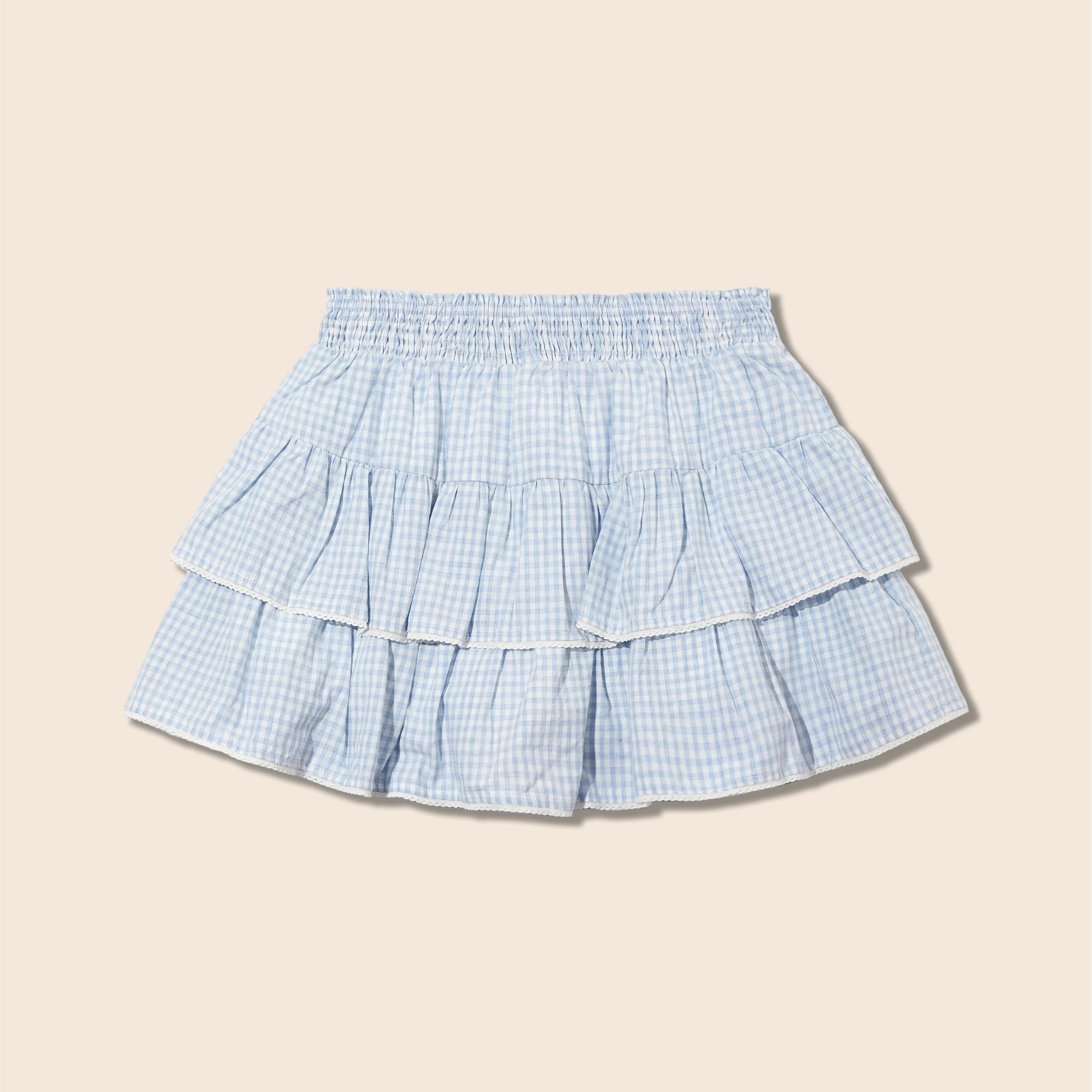 YESCCI Mini Skirt 2026 Summer New Plaid Elastic Waist A Line Short Skirt Casual Lightweight Breathable Woman Clothes S56446216