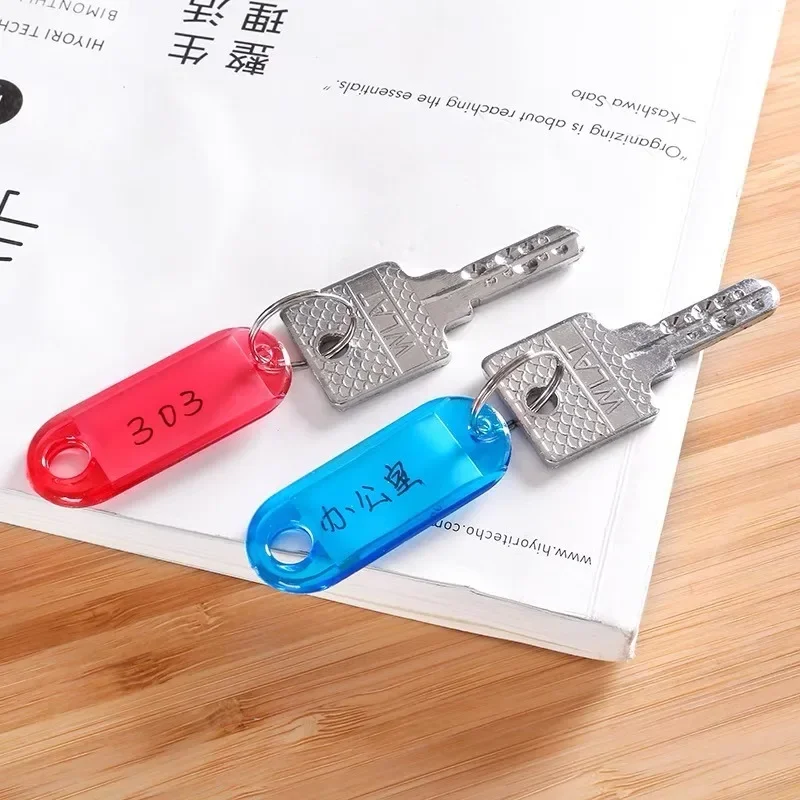 5/100Pcs Clear Plastic Key Tag Colorful Hotel Number Classification Card for DIY ID Label Tags Luggage Keychain Number Plate