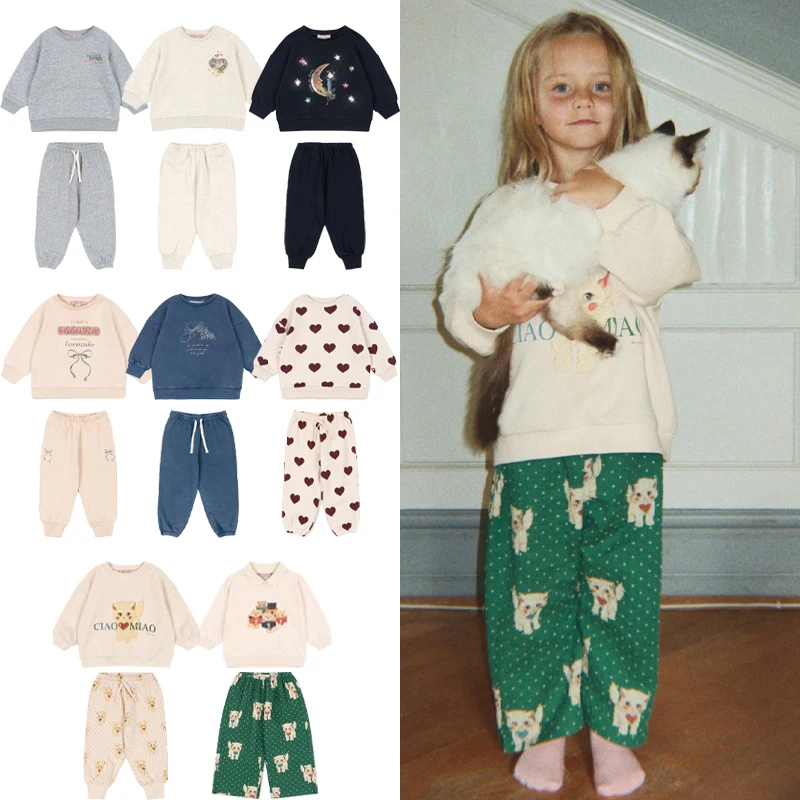 

Children's Set 2026 New KS Winter Boys Fleece Sweatshirts Pullovers Kids Cotton Clothes Girls Cartoon Sweatshirts Trousers Set