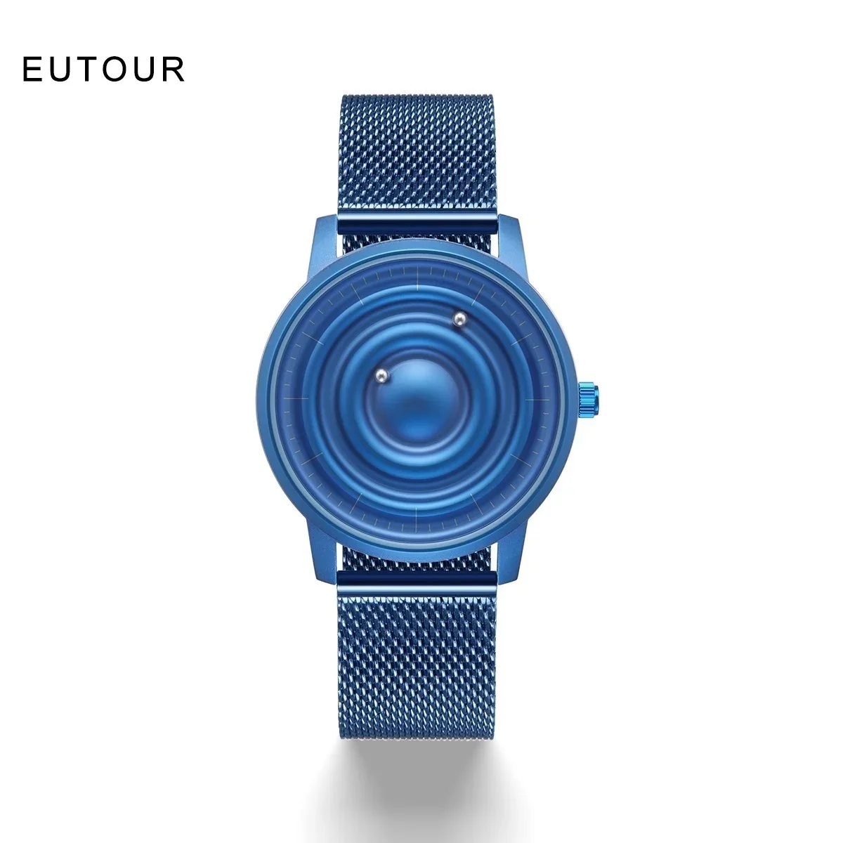 Eutour Blue Men\'s Watch Magnetic Ball Luxury Men Quartz Stainless Steel Wrist Watch Waterproof Fashion Male Gold Watches Clock