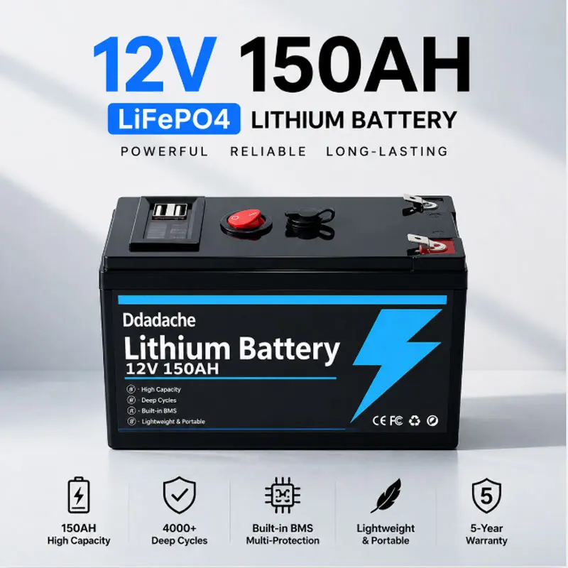 Schnelle EU-Lieferung: 12V 150Ah LiFePO4 Lithium-Batterie mit USB-Ausgang, Deep-Cycle-Solarbatterie für Kajak, Fischfinder, Marine, Outdoor, Camping, Off-Grid-Solarsysteme