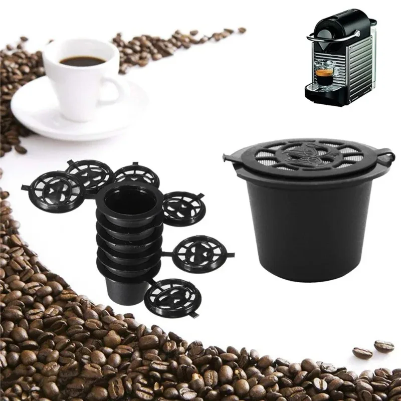 3/6PCS Reusable Nespresso Coffee Capsules Refillable Cup With Spoon Brush Filter CoffeeWare Set