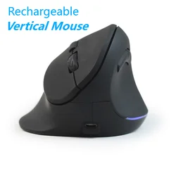 Mouse Wireless verticale ergonomico Mouse da gioco per Computer ricaricabile 1600 DPI USB ottico 6 pulsanti Mouse a mano grande per PC Desktop