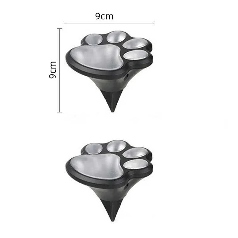 足跡ソーラー屋外ライト、ソーラーライト屋外猫足ライト、猫子犬動物ガーデンライトパスランプ歩道ライト