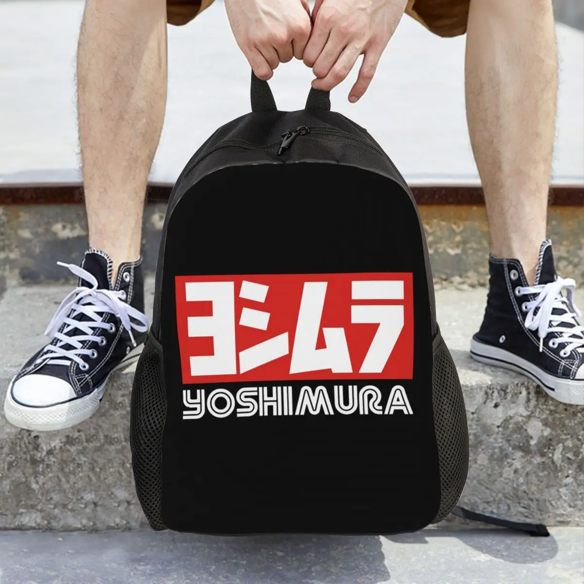 Yoshimura Japanese Motorcycle Exhaust Backpack Daypack Large Capacity Children BookBag School Bag Shoulder Bags for Men Women