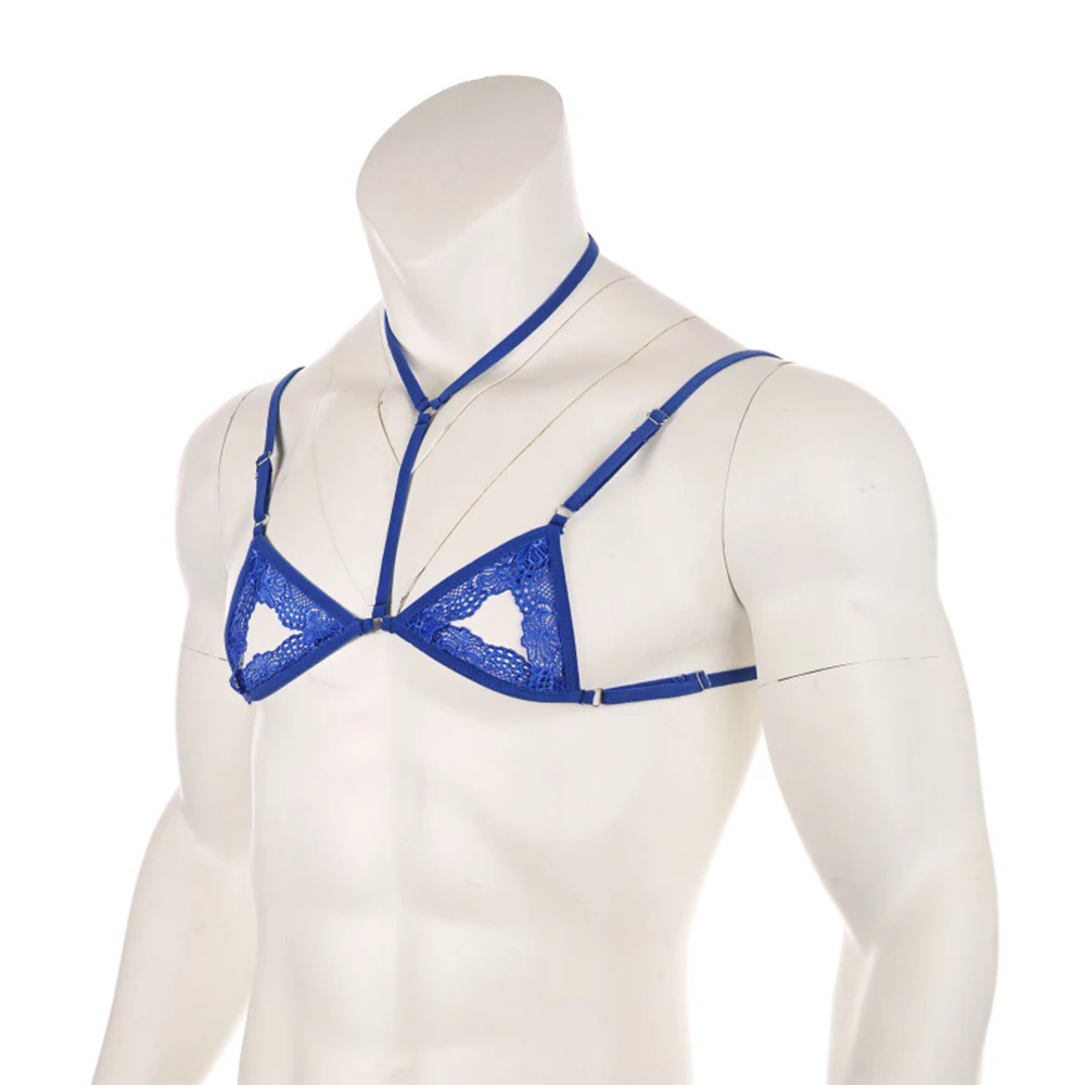 

Men Adjustable Sissy Gay Sexy Sheer Lace Bikini Underwear Nightwear Wire-Free Bra Youth Tops Male Ropa Interior Hombre