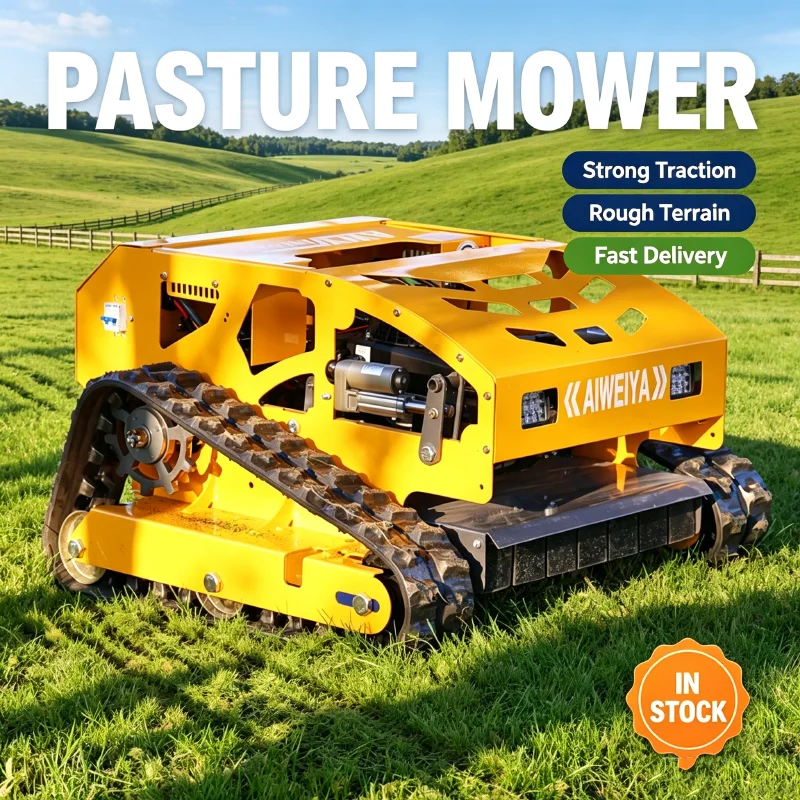 Customized CE EPA Cordless Crawler Remote Control Robotic Mower 4-Blade Foldable Handle for Hillside