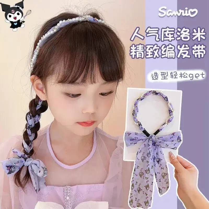 

Kawaii мультфильм Куроми резинка для волос для девочек Melody Sanrio новая аниме жемчужная плетеная повязка для волос темперамент стиль принцессы модные шарфы