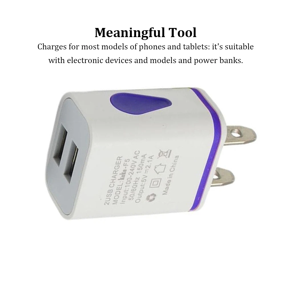 Dual USB Charging Plug High-performance Charging Head Wear-resistant Supplies Power Adapter Charger Office Travel Accessories