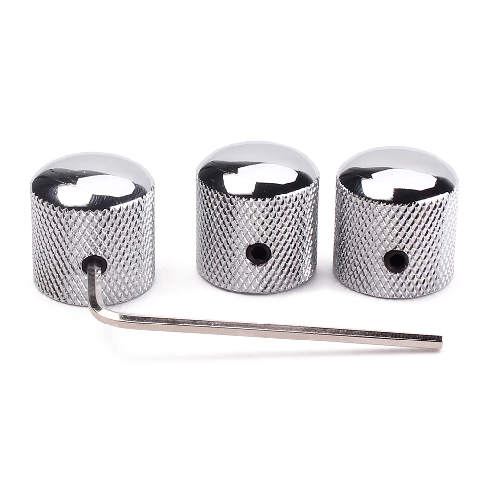 

3 Pcs Knob Chrome Electric Guitar Knobs Accessories Volume Control Bass Earth Tones