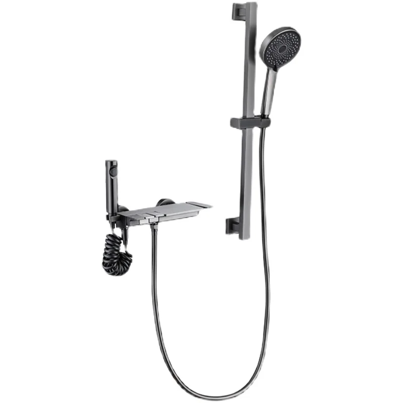 

Gun ash shower shower set household all copper bathroom rain nozzle toilet bathtub mixing valve bath faucet