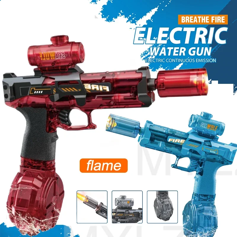 Pistola de água elétrica emissora de luz led, brinquedos para crianças, sensor automático, luzes, pistola de água, verão, ar livre, praia, piscina, brinquedo para crianças