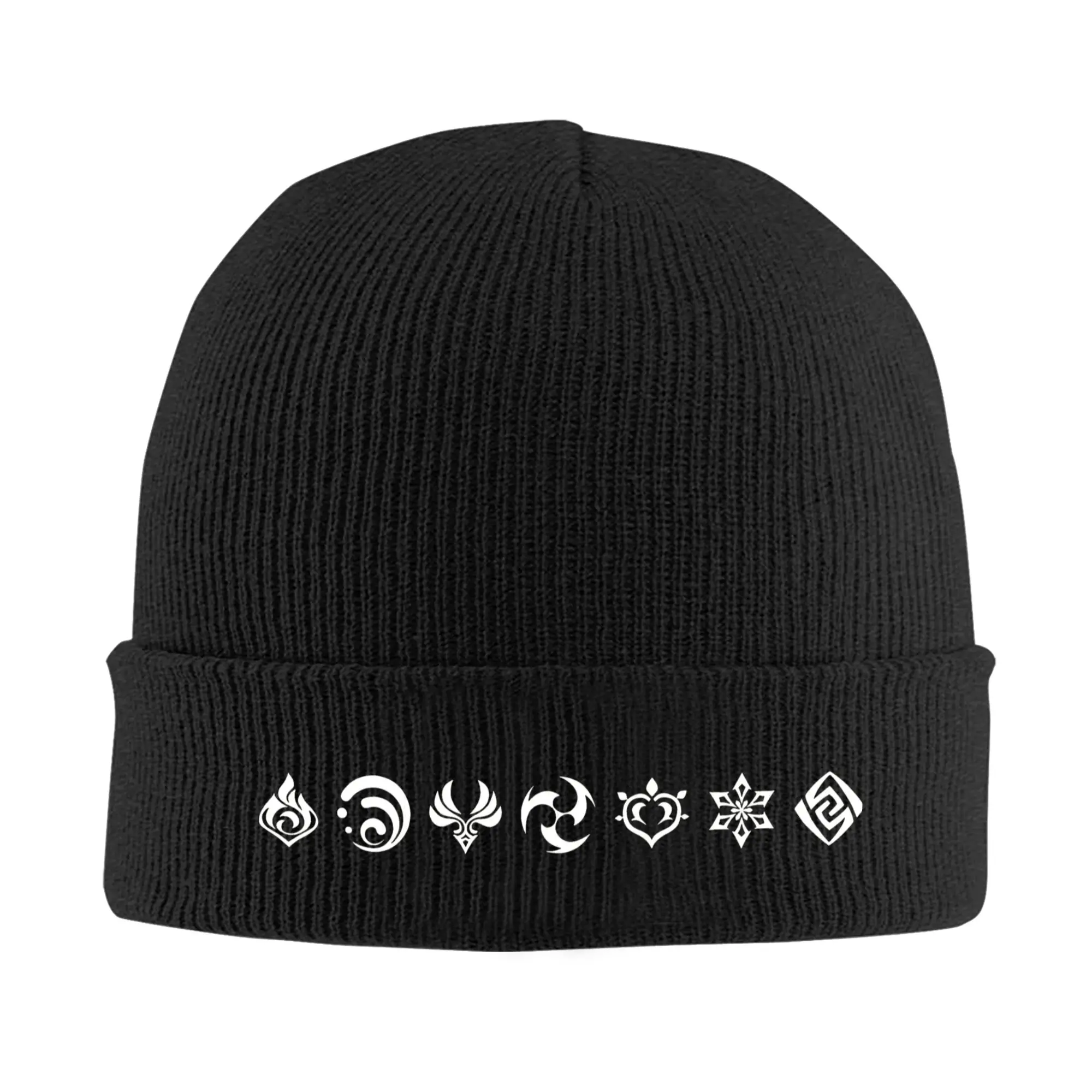 Genshin Impact Elements Visions white Knitted Hat  Beanie Hats Gym Head Wrap Unisex Bonnet Hats Autumn Winter Caps Birthday Gift