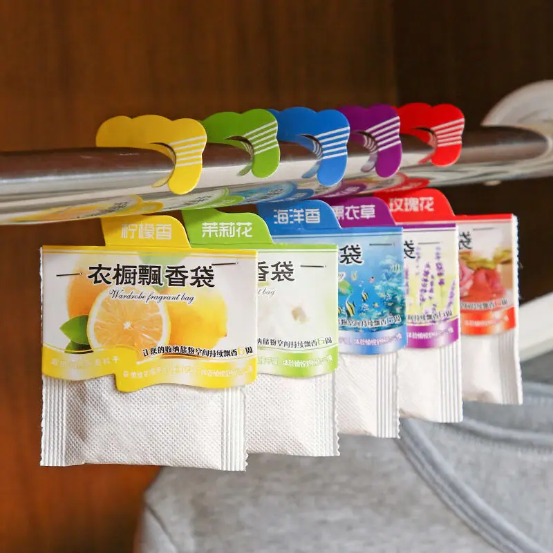 5pcs Wardrobe Fragrance Sachets Smell Incense Hanging Decor Odor Removal Rose Jasmine Lavender Scent Air Freshener for Home Car view 2