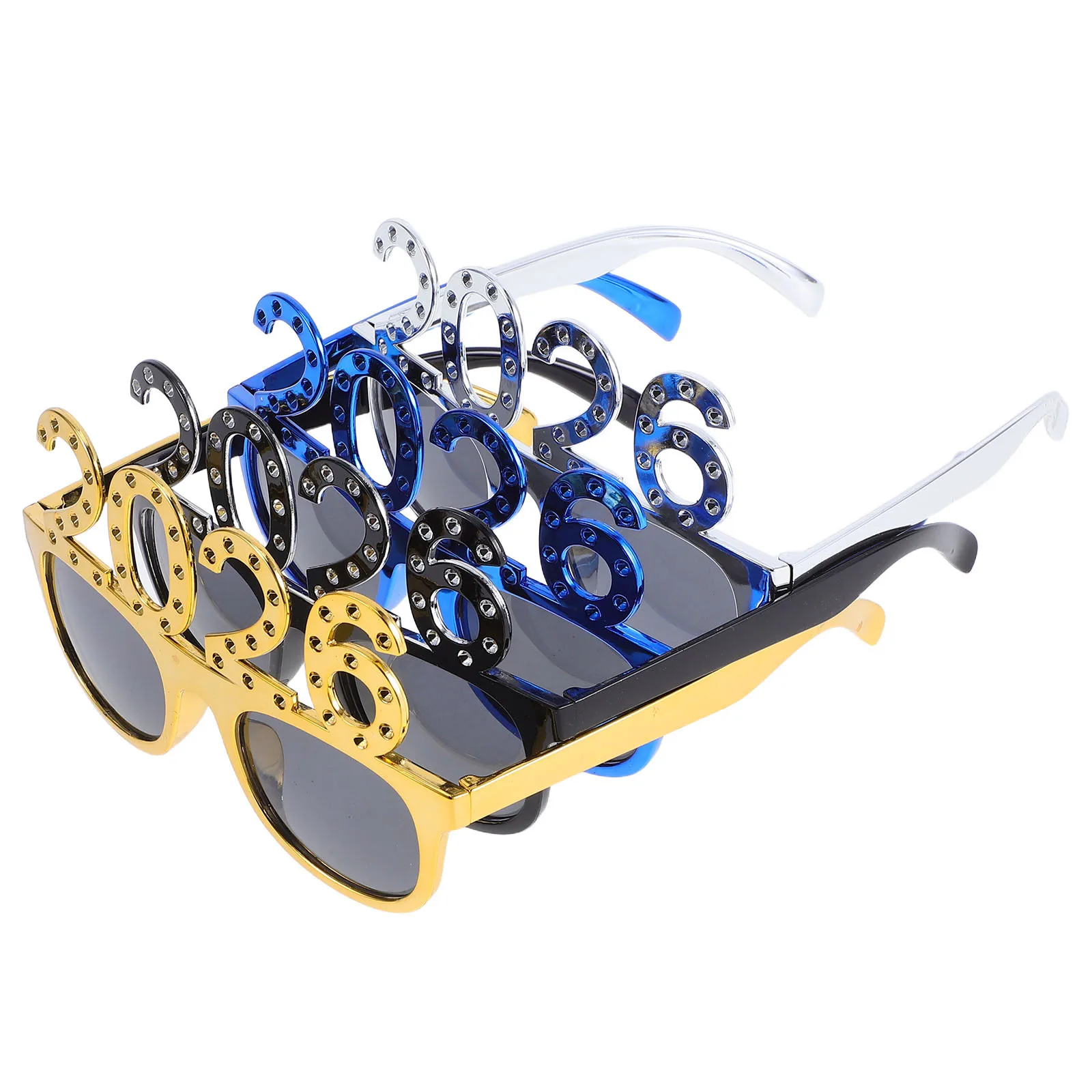 

4Pcs 2026 New Year Eve Glasses High Recognition Photo Props Fun Lightweight Holiday Party Eyewear Happy New Year Props