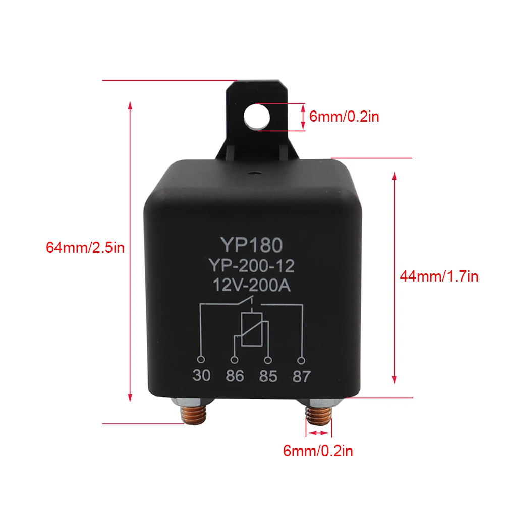 4Pin DC 12V 200A Battery Isolator Relay Start On/Off Car Power Switch Automotive High Current Relay Starting Relay with Terminal