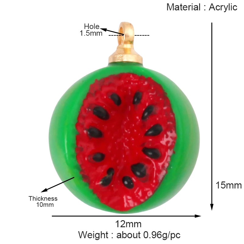 Arylic 3D Obst Erdbeere Traube Mango Durian Wassermelone Kirsche Granatapfel Charm Anhänger, Schmuck Halskette Armband Versorgung S18 – Detail 30