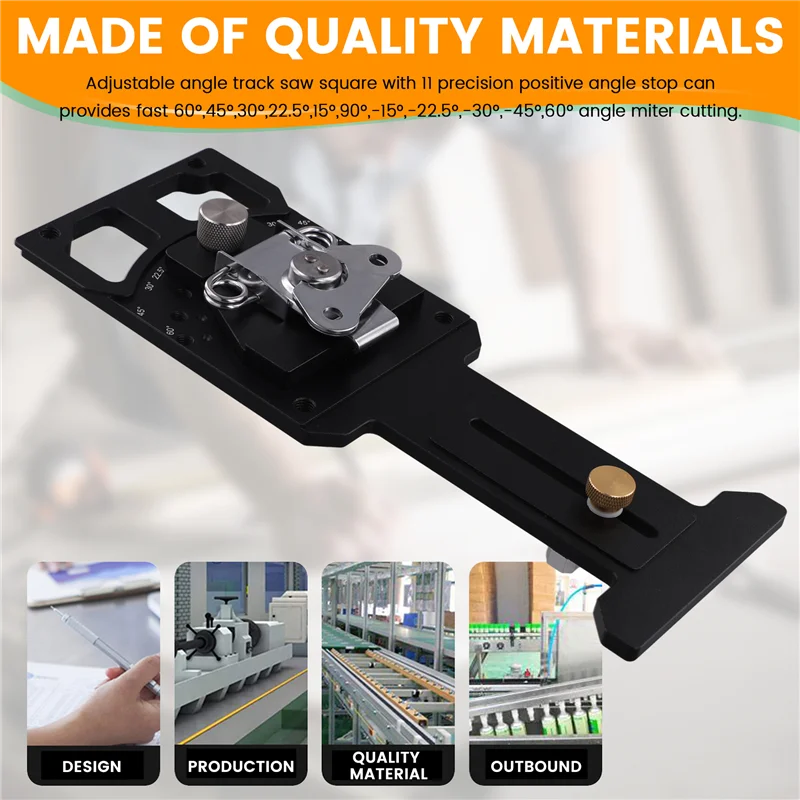 ABZV-Adjustable 60° To 60° Track Saw Square With Quick Positive Angle Stop And 90° Degree Right Angle Rail Guide