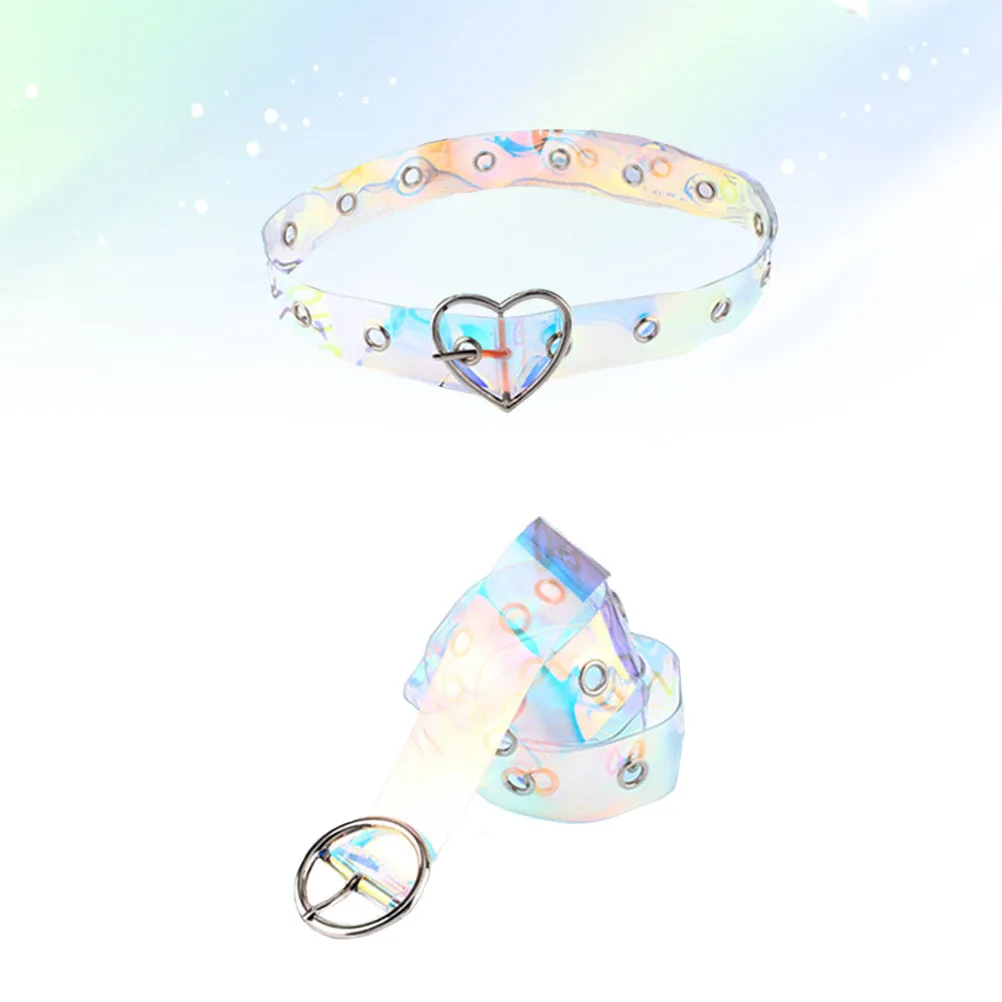 

2Pcs Plastic Belts for Women Transparent Laser Shine Waist Strap Adjustable Fashion Buckle Ideal for Jeans Dresses Everyday