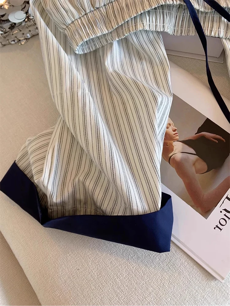 ارتفاع الخصر مرونة الخصر سراويل تقليدية الرجال النساء الصيف التخسيس فضفاض مستقيم الساق بنطال ذو قصة أرجل واسعة Faionable اللون تصميم Blo