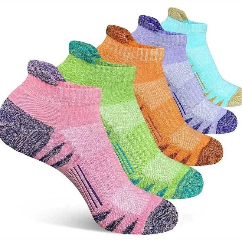 5 أزواج الربيع والخريف موضة جديدة الرياضة الكاحل الجري الجوارب سميكة عازلة أنبوب منخفضة قطع اللياقة البدنية الجوارب قماش شبكي