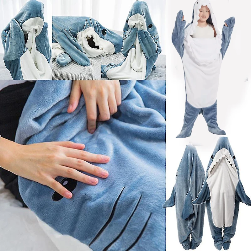 Pajamas for Children  Girl Cartoon Shark Sleeping Bag Full Body Kid\'s Blanket Loungewear