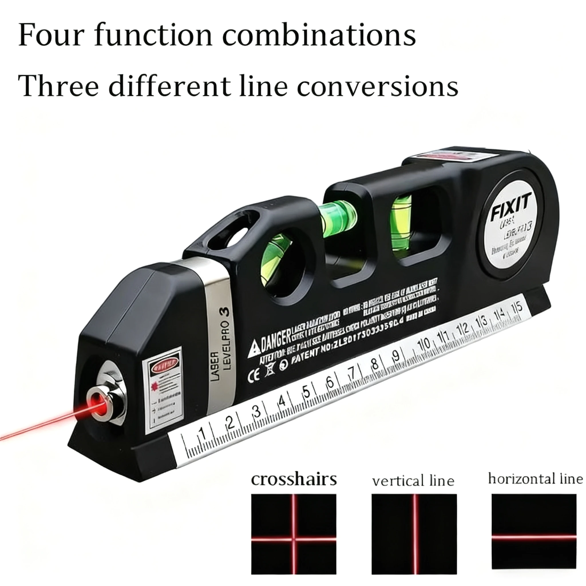 Easy to Use Laser Level Line Tool Multipurpose Laser Level Kit Standard Cross Line Lase 8 Feet Measure Tape Ruler