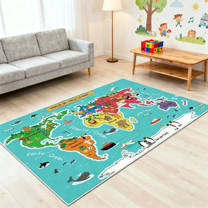 Fresh Style Numbers Letters Study Rugs for Bedroom Easy Clean  Cartoon Foldable Fluffy Livingroom Rug Short Velvet Mat Bedside