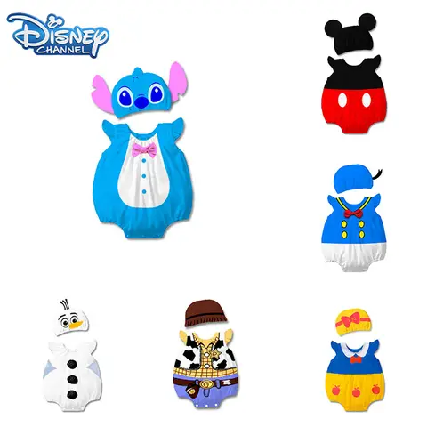 Disney Cartoon Baby Boy Costume Newborn stitch Minnie Kids Baby Jumpsuit Mickey Stitch Donald Duck Woody Summer Newborn Jumpsuit