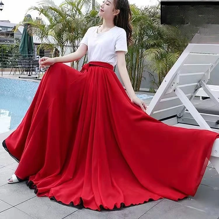 Spring and Autumn New Ethnic Sle Square Dance Clothes Plus Size Long Dress Women Summer Xinjiang Dance Skirt Tibetan Dance A359