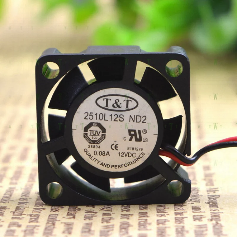 

H 1 pcs for T&T 2510L12S ND2 DC 12V 0.08A 2510 25MM 2-wire cooling fan