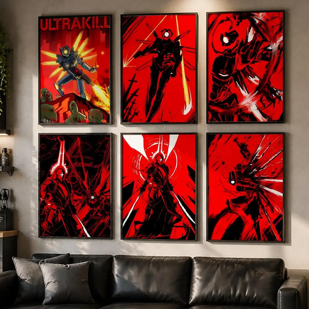 Ultimate Game ULTRAKILL Poster No Glue Residue Self-Adhesive Art Poster Wall Decor for Bedroom Living Room