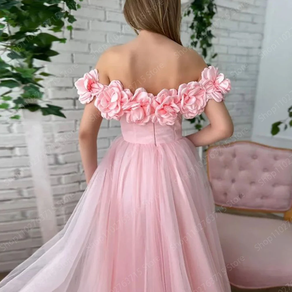 Elegant Long Pink Prom Dresses for Women Tulle Floor-Length A-Line Prom Party Wedding Gala Dress Special Events Maxi 2024