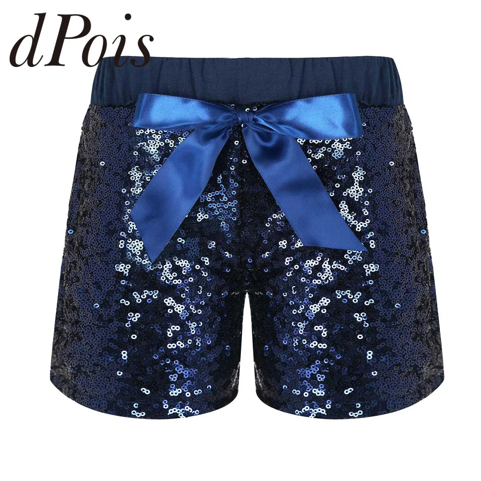 

Kids Boys Girls Jazz Dance Shorts Dancewear Princess Bowknot Sparkling Sequins Boxer Shorts for Birthday Party Dressy Costumes