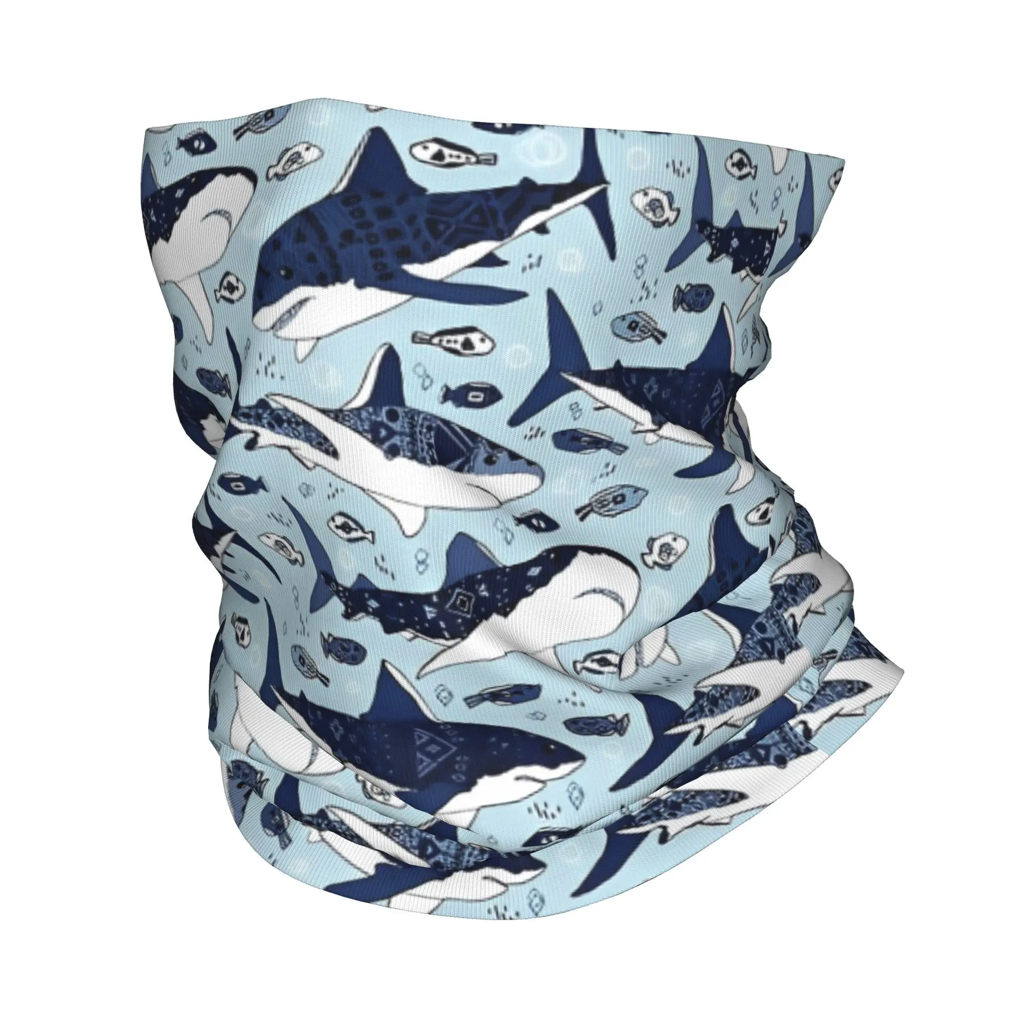 

Sharks on Pale Bandana Neck Cover Printed} Wrap Scarf Multi-use Balaclava Running for Men Women Adult Winter