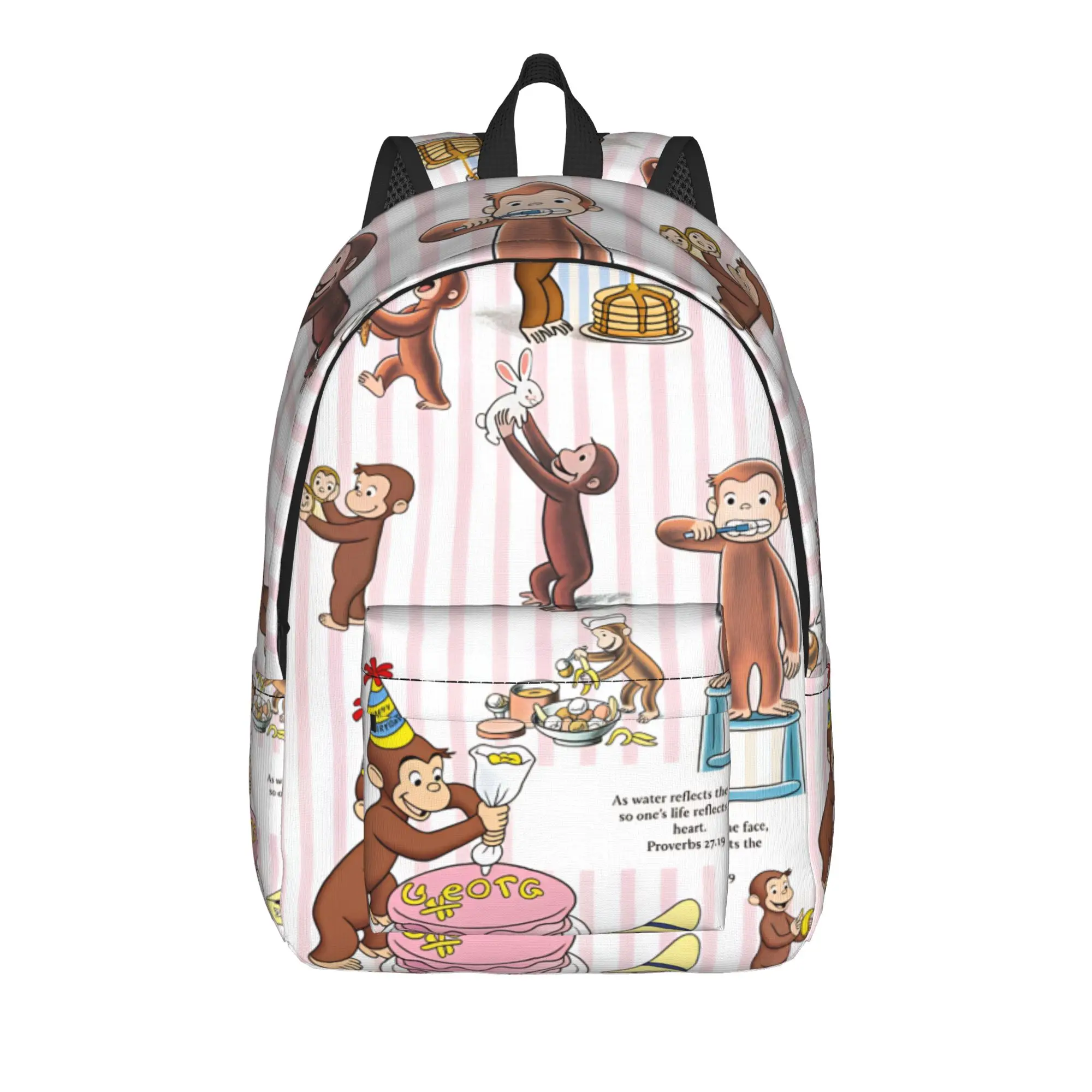 Curious George Dessert Activity Stickers Backpack  Travel Backpacks Girl Kawaii School Bags Designer Big Rucksack