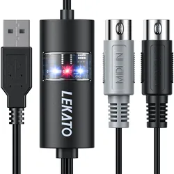 Nowy konwerter kabla interfejsu USB IN-OUT MIDI na kabel adaptera klawiatury muzycznej komputera