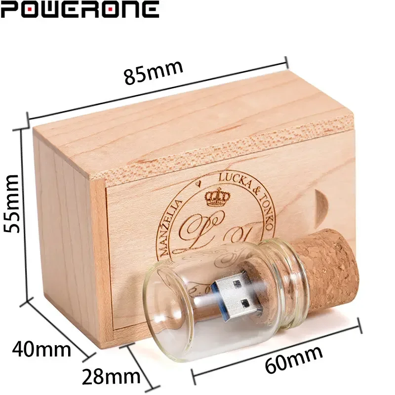 POWERONE Wishing Bottle USB 3.0 Flash Drives 128GB Logo personalizzato gratuito Memory Stick 64GB Floating Bottle Pen Drive 32GB U Disk 16GB