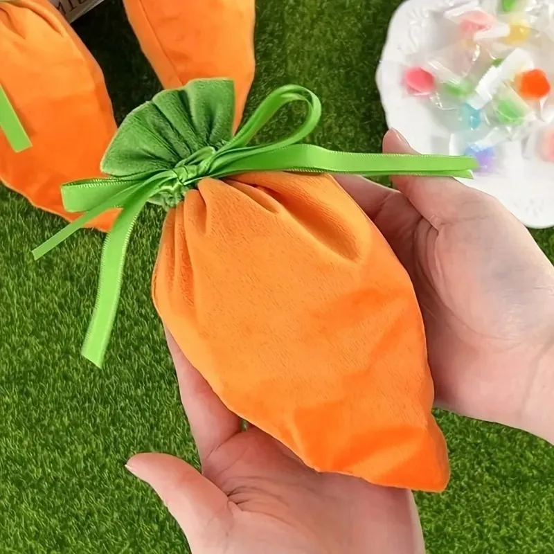 1-30 قطعة 2026 أكياس هدايا برباط على شكل جزرة عيد الفصح مع آذان أرنب بتصميم برتقالي وأخضر لحفلات الربيع وتخزين الحلوى #1