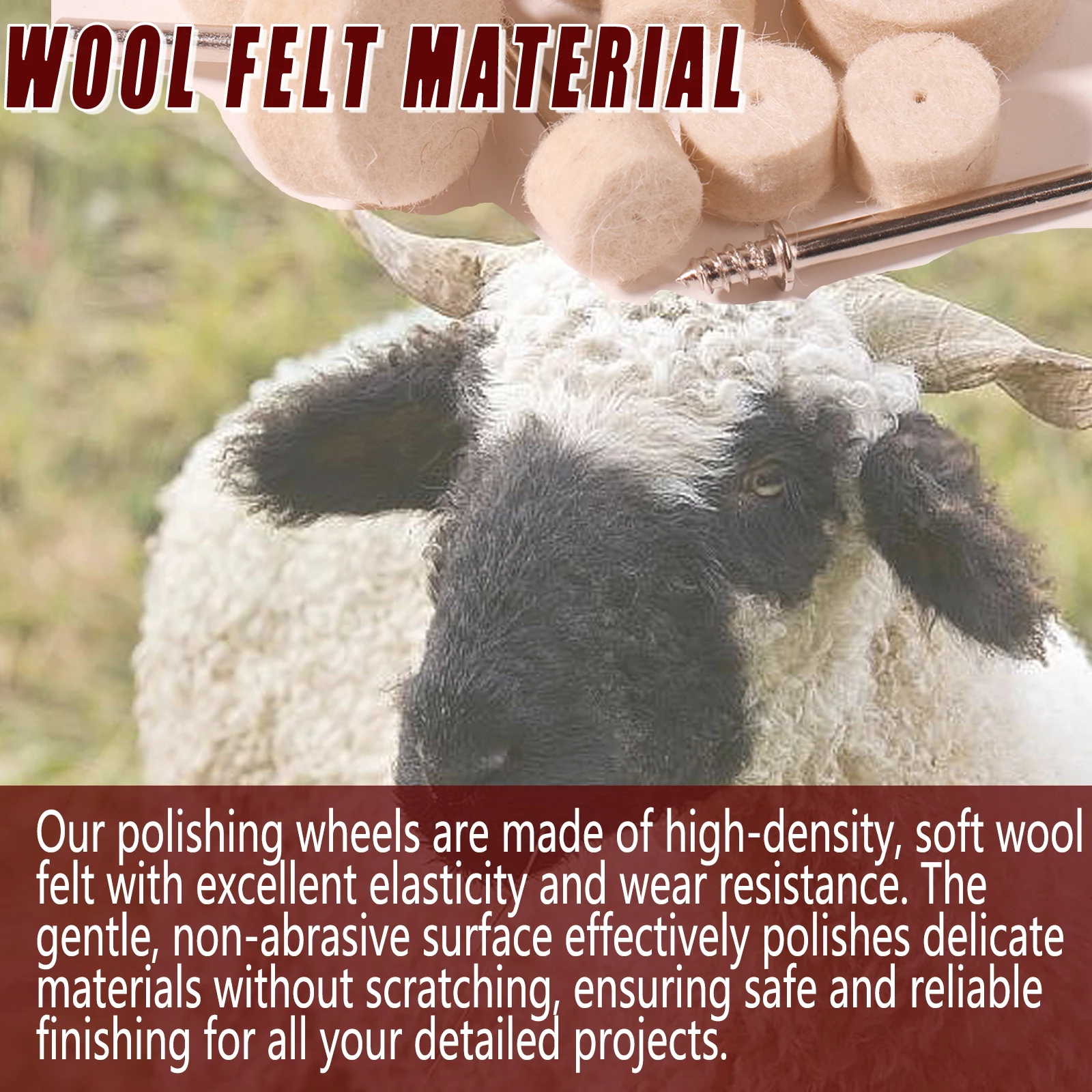 Picture 5: Wool Felt Buffing Wheels,  Detachable Polishing Wheel Replaceable For Rotary Tool Accessories