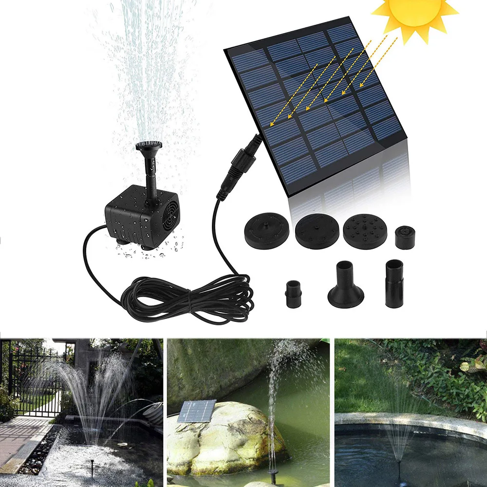 Fuente de agua solar Mini bomba de fuente solar Kit de panel de alimentación Panel solar para piscina de jardín