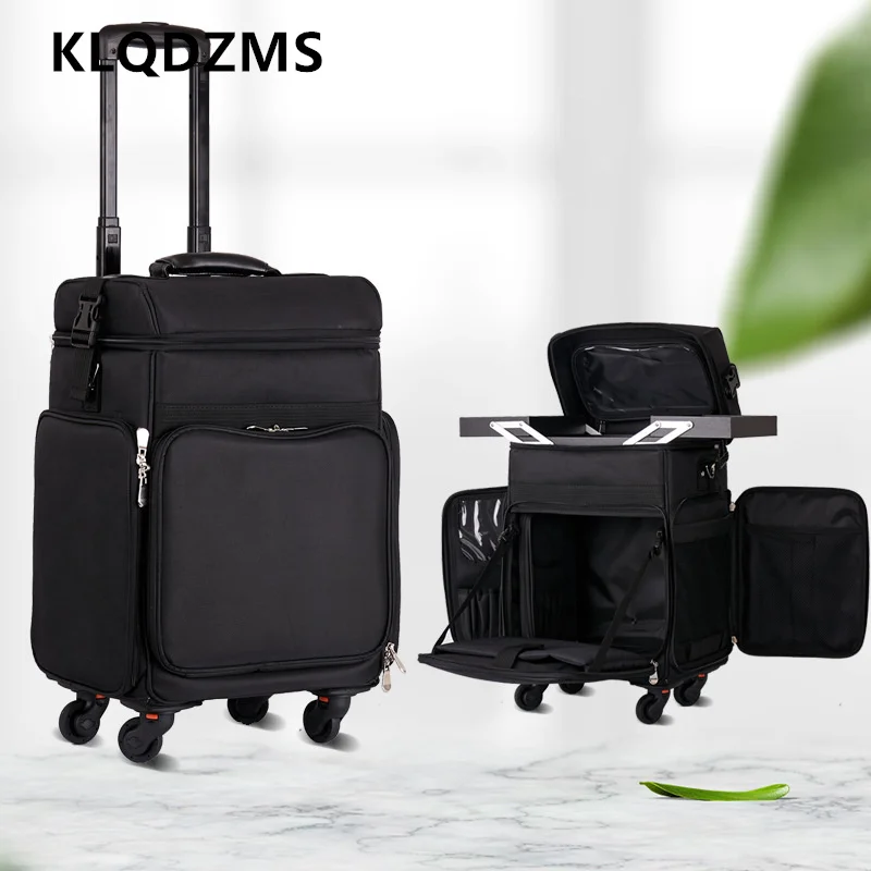 

KLQDZMSRemovable Cosmetic Case Oxford Cloth Large Capacity with Makeup Nail Tool Box Trolley Makeup Organizer Rolling Luggage